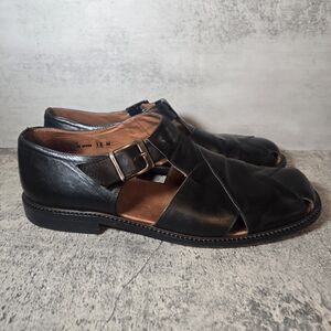 Tommy Bahama Mens Fisherman Sandals Woven Black Leather Buckle Sz 12D Resort